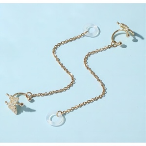 Gold Plated Airpods <b>Earrings</b> Trendy Butterfly Shape Airpod Accessories Jewelry Ear Bone <b>Clip</b> Women's Earphone Chain - Product Image 5