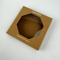 Boîte d'emballage personnalisée pour sous-verres avec fenêtre, logo blanc, boîtes en carton kraft recyclable pour sous-verres en céramique