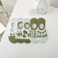 Kaos Kaki Wanita Model Baru Desainer Fashion, Motif Bunga Kartun, Bahan Katun Rajut Kompresi Transparan Anti Slip, Model No Show untuk Sehari-hari