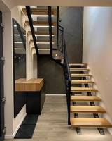PRIMA Escalier en verre flottant en forme de U Escaliers en U avec escaliers en bois en verre trempé Bonne vente Escalier droit