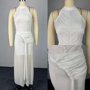 J3599 Abito Estivo Trendy da Donna, <span class=keywords><strong>Vestito</strong></span> <span class=keywords><strong>Aderente</strong></span> a Mezza Lunghezza, Elegante e Sexy con Collo Halter Senza Maniche e Arricciature - Product Image 6