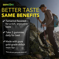 Gummies de Shilajit et Ashwagandha de l'Himalaya Pur pour Adultes, pour le Soutien Immunitaire et l'Énergie