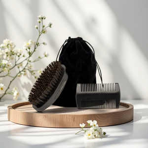 Ensemble <span class=keywords><strong>de</strong></span> voyage pour le soin <span class=keywords><strong>de</strong></span> la barbe en bambou naturel écologique Brosse à raser et peigne avec poils <span class=keywords><strong>de</strong></span> sanglier pour le toilettage des hommes - Product Image 1