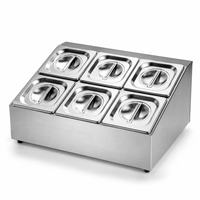 Support de bac Gastronorm en acier inoxydable pour buffet, avec une seule ligne et 6 compartiments