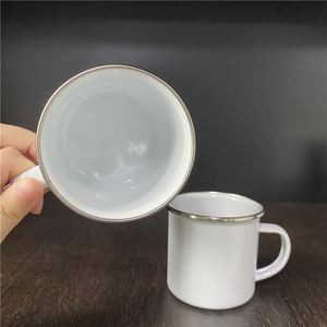 White Sublimation Transfer 11oz 12oz Enamel Camping <b>Tin</b> Campfire White Diy Blanks Sublimation Coated Enamelled <b>Mug</b> - Product Image 2