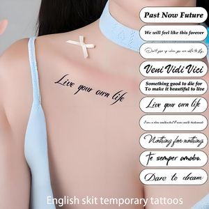 Pegatinas de tatuaje temporal de <span class=keywords><strong>letras</strong></span> inglesas semipermanentes a prueba de sudor impermeables de alta gama para clavícula de mano trasera nuevo - Product Image 1