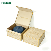 Boîte à chapeau orange écologique sur mesure FUSSEN Premium avec art de crâne en relief, fermeture magnétique, boîte d'emballage en papier artistique