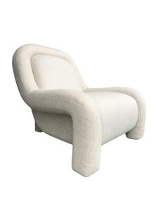 Fauteuil d'appoint moderne et durable en tissu bouclé crème, fauteuil incurvé pour salon, chambre, hôtel, salle de séjour, extérieur - Product Image 2