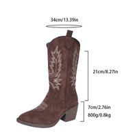 Nouvelles Bottes de Cowboy Rétro Automne 2025 à Talon Carré Rehaussant la Taille, Modèle Cheville Mi-Haute en V