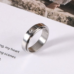 Minimalist Rotating <b>Ring</b> With Diamond Stainless Steel Unisex Everyday Wear SA1215 - Product Image 1