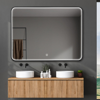 Miroir de salle de bain LED rectangulaire moderne, éclairé, anti-buée, à intensité variable, design personnalisable pour usage hôtelier, décoration de salle de bain