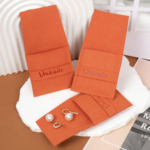 <span class=keywords><strong>Pochette</strong></span> d'emballage en microfibre orange sur mesure 8x8cm pour bijoux, cadeaux, colliers, bagues - Product Image 4