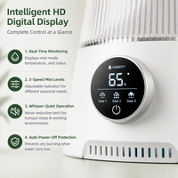 Humidificateur d'air silencieux USB en plastique pour bureau, avec réservoir d'eau inférieur à 0,5 L, faible consommation d'énergie, lumière ambiante pour la maison et le bureau