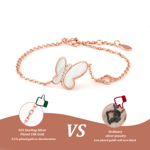 สร้อยข้อมือเพทายผีเสื้อชุบทอง18K สีโรสโกลด์925ทันสมัยเครื่องประดับแบบสายโซ่แฟชั่นคุณภาพสูงของขวัญที่สมบูรณ์แบบสำหรับผู้หญิง - Product Image 3