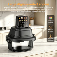 267161 Freidora de Aire Digital Multifuncional de 1300W con Recipiente de Vidrio de 4L y 360°