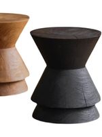 Table basse en bois massif style Wabi-Sabi, mobilier de maison vieilli, tabouret en bois carbonisé, table à thé couleur teck