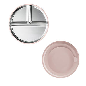 Food Grade 304 Stainless Steel <b>Kids</b> Plates with Removable Silicone Sleeves and Suction Base Dishwasher Safe Baby <b>Dining</b> Dishes - Product Image 4