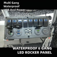 Panel Saklar Rocker 6 Gang LED Tahan Air IP65 YUCHENG, Soket Daya, Voltmeter Digital, Pengisi Daya Soket USB Ganda untuk Motorhome