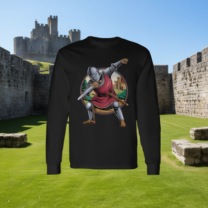Camiseta de manga larga con diseño de caballero medieval, unisex, talla mediana para adultos, diseño gráfico negro - Product Image 3