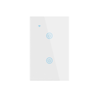 Interrupteur mural tactile intelligent WiFi 2 gangs US, étanche, 10A, avec contrôle via l'application Smart Life