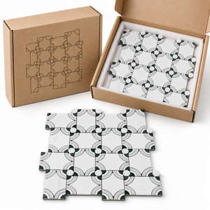 Mosaïque de carreaux en marbre blanc et vert, carrée, émaillée, résistante à l'eau, écologique, design moderne pour salle de bain, hôtel, chambre à coucher, décoration murale intérieure - Product Image 6