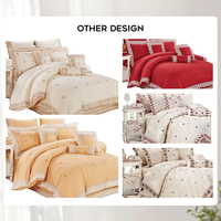 Kosmos Doux Polyester / Coton Luxe Ensemble de Literie Brodé Dentelle Couette Drap de Lit Avec Rideaux