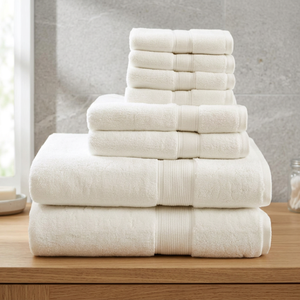 Ensemble de serviettes de bain en coton blanc ORCHID, douces, absorbantes, écologiques, hypoallergéniques, bio, pour hôtel, spa, salle de bain - Product Image 1