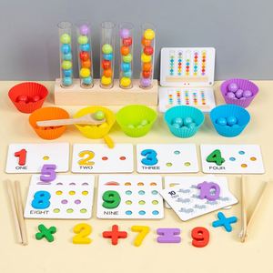 Jeu éducatif en bois pour enfants : jeu de correspondance de perles en tube à essai pour l'apprentissage précoce de l'arithmétique et le développement cognitif des enfants - Product Image 2