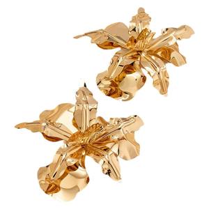Pendientes de Botón Grandes con Flores Metálicas de Estilo Clásico Euroamericano, Accesorios de Estilo Urbano Unisex, Venta al por Mayor - Product Image 5