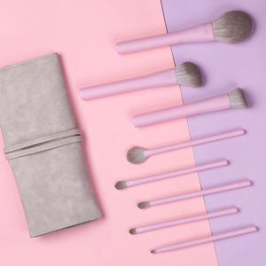 Nouvel ensemble de 8 pinceaux de maquillage élégants rose et violet, vente en gros, pinceaux de maquillage pour le visage, les yeux, le <span class=keywords><strong>blush</strong></span>, outils de maquillage - Product Image 3