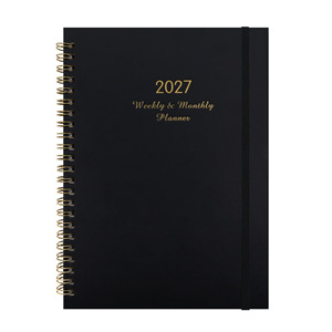 Agenda Espiral Semanal y Mensual 2027 con Banda Elástica, Cubierta de PU Suave, Papel Dorado, Tamaño A5, para Oficina, Escuela y Horarios - Product Image 2
