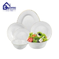 Service de table en verre opale blanc à vendre, logo de marque, 26 pièces, service de table en verre opale, ensemble de plats et de bols, 6 personnes