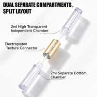 Tubo de Brillo Labial 2 en 1 de Doble Punta con Tapa Giratoria Dorada Electrochapada y Aplicador, Envase Recargable para Maquillaje DIY