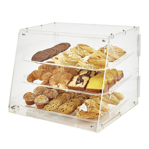 3 Tray Acrylic <strong>Display</strong> <strong>Case</strong> with Magnetic Doors Removable Shelves Countertop Bakery <strong>Case</strong> for Bread Pastry Dessert <strong>Display</strong> - Product Image 1