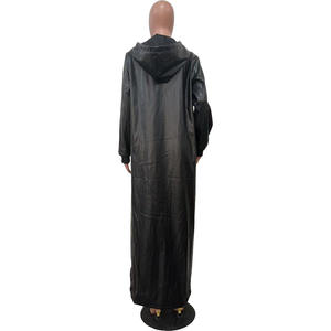 Cappotto a Mantella da Donna in PU Ispessito con Cappuccio <span class=keywords><strong>e</strong></span> Coulisse, Maniche Lunghe, Corto Davanti <span class=keywords><strong>e</strong></span> Lungo Dietro, Stile Sehe Fashion - Product Image 6