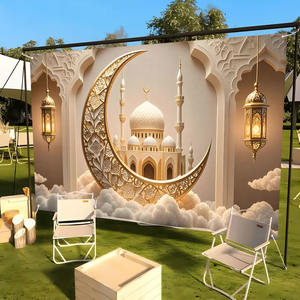 Striscione Eid Mubarak - Decorazioni per Patio in Tessuto di Poliestere, Atmosfera Festiva per <span class=keywords><strong>Feste</strong></span> <span class=keywords><strong>Islamiche</strong></span> - Product Image 2