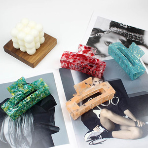 CANYUAN 10,2 cm Pince à <span class=keywords><strong>cheveux</strong></span> rectangulaire découpée en acétate de style euro-américain, personnalisée, de haute qualité, grande taille, accessoire capillaire - Product Image 4