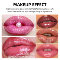 Gloss à lèvres portable avec miroir, hydratant, brillant, waterproof, longue tenue, pailleté, pour femmes