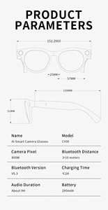 Lentes Inteligentes CY05 con Cámara HD de 8MP, Grabación de Video 1080P, Chat GPT, IA, Traducción en Tiempo Real, Reducción de Ruido ENC, Lentes de Sol - Product Image 3