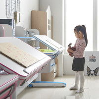 Nouvelle table d'étude ergonomique réglable en hauteur au design moderne, bois + acier, pour enfants, maison, bureau, chambre, école, facile à utiliser