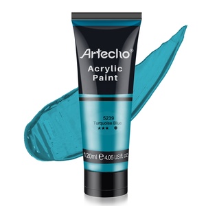 Fournitures d'art professionnelles Artecho pour artistes, <span class=keywords><strong>peinture</strong></span> <span class=keywords><strong>acrylique</strong></span> <span class=keywords><strong>bleu</strong></span> <span class=keywords><strong>turquoise</strong></span> en tube de 120 ml/4,05 oz pour toile, bois, verre - Product Image 1