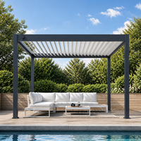 Pergola bioclimatique motorisée en aluminium, toit à lames orientables électrique, contrôle intelligent par application, imperméable, pour patio, bord de piscine, gazebo