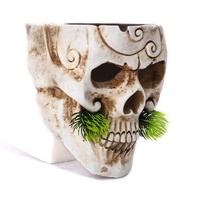 Pot de fleurs mural en résine tête de crâne gothique, support mural pour plantes succulentes, décoration murale pour Halloween, maison et jardin