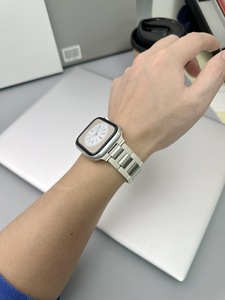 New Rubber + Stainless Steel Magnetic Strap for Apple Watch Series 9 8 7 6 SE 41mm 49mm 42mm Metal Bracelet Band 45 44 38 mm - Product Image 2
