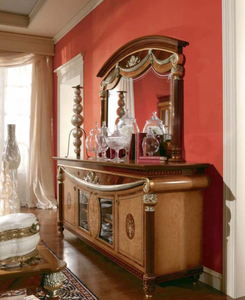 Traditional Mahogany Brown Wooden Furniture <b>Dining</b> <b>Table</b> Set Classic Big Rectangle <b>Dining</b> <b>Table</b> With 6 Chairs UP-5-1 Classic Rec - Product Image 4