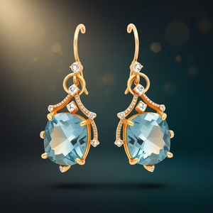 Elegant 925 Sterling Silver Vintage Drop Earrings Women's Fashionable <b>Cushion</b> <b>Blue</b> Topaz Rhodium Plated Dangle Design Stylish - Product Image 3