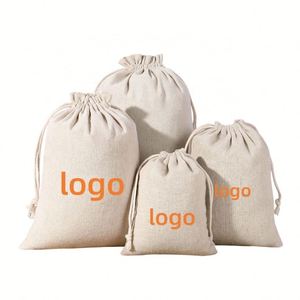 Custom Logo <b>Personalized</b> Recyclable Organic Cotton <b>Gift</b> Pouch Soft Fabric Calico Canvas Drawstring <b>Bag</b> Double Glasses Rings - Product Image 4