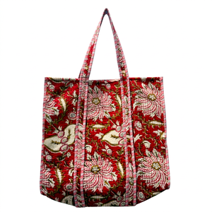 Sac fourre-tout en coton à imprimé floral avec broderie, style bohème, ouvert en haut, sac de shopping toutes saisons - Product Image 1