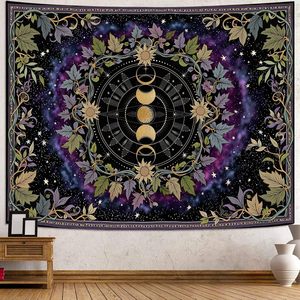 Tapisserie murale rectangulaire en polyester à imprimé floral bohème, motif tissé imprimé numériquement, décoration artistique - Product Image 3