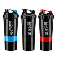 Botella Deportiva Ecológica de Plástico de 600 ml, Duradera, 3 en 1, Portátil, para Gimnasio y Deportes, Vaso Mezclador de Proteínas